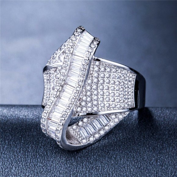 NEW Infinity  925 Silver White Sapphire Ring - Picture 2 of 4